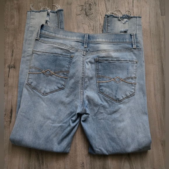 Mudd FLX Stretch Light Wash Low Rise Skinny Ripped Distressed Jeans Junior 9 - Picture 7 of 10